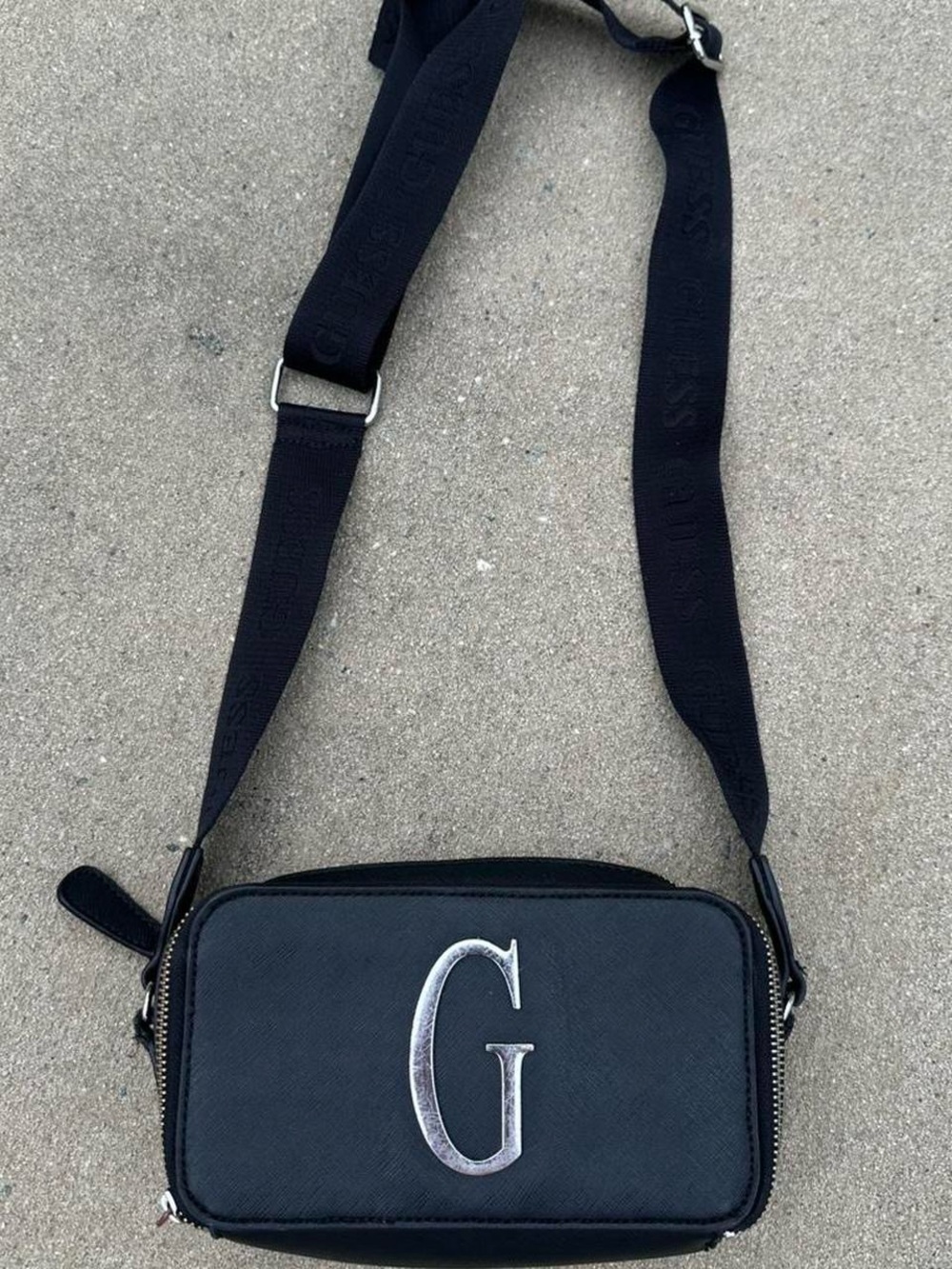 Guess Black Crossbody Bag with Silver G Accent